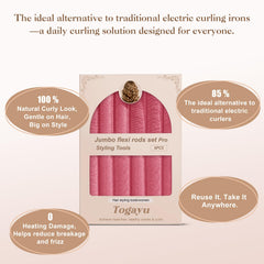 Togayu roller wrapped in long hair demonstrating damage-free styling benefit