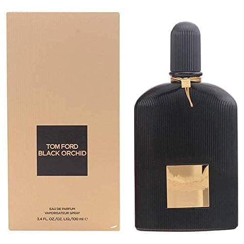 Tom Ford Black Orchid 3.4 oz bottle beside a ruler showing true size and travel convenience