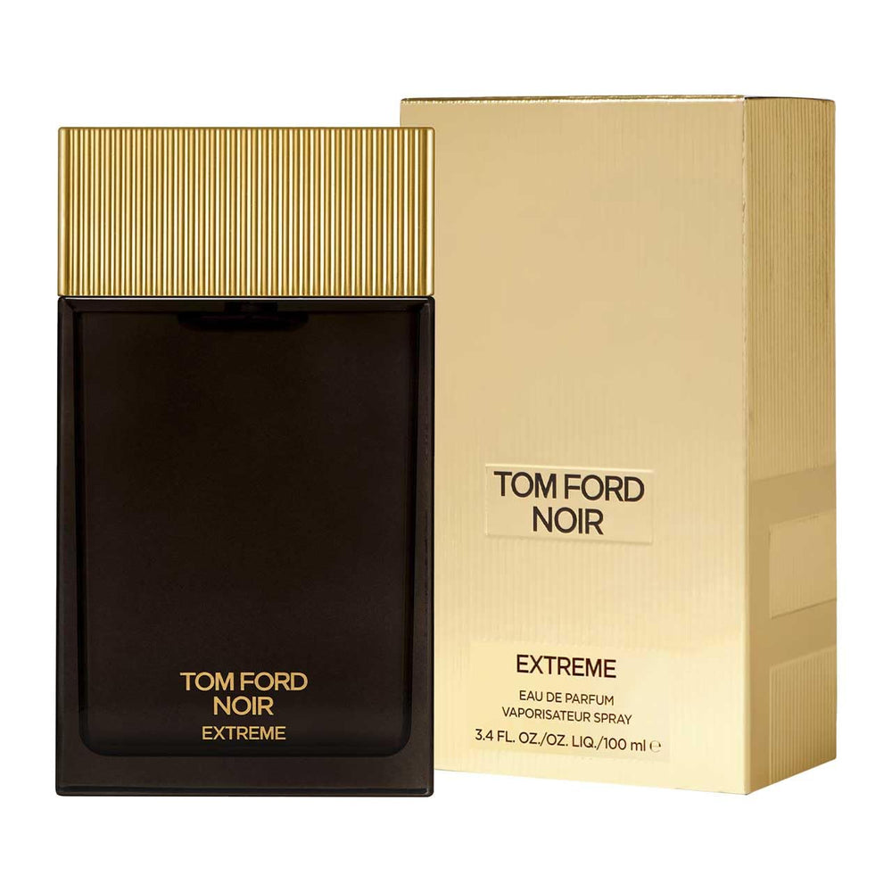 Tom Ford Noir Extreme held in hand to show 3.4 oz scale and travel-friendly size