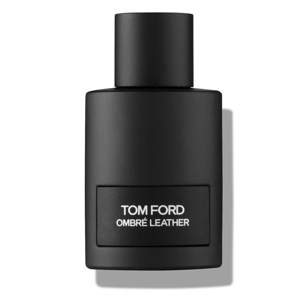 Tom Ford Ombre Leather front flacon showing matte black bottle and elegant silhouette