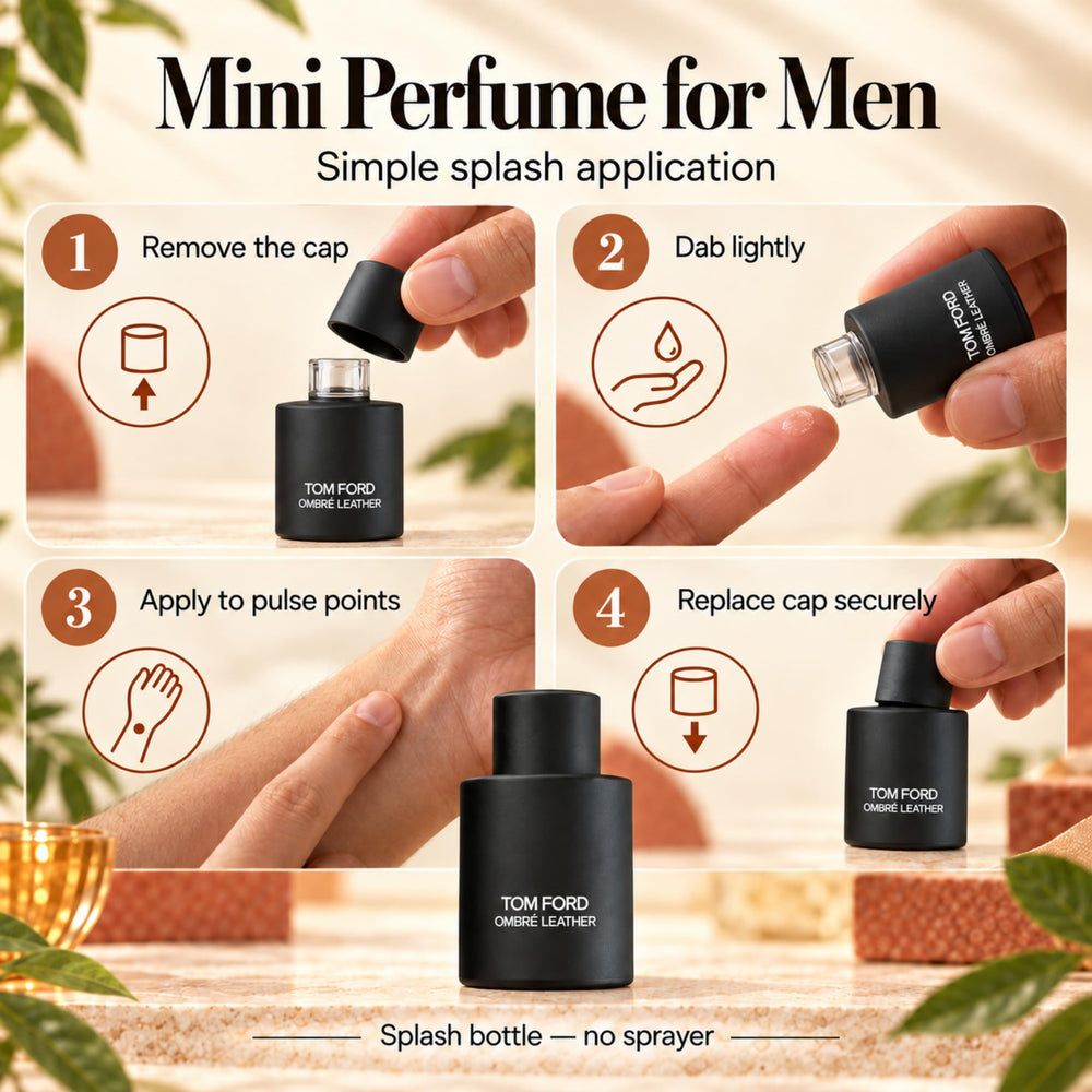 Tom Ford mini placed on travel vanity suggesting easy packing benefit