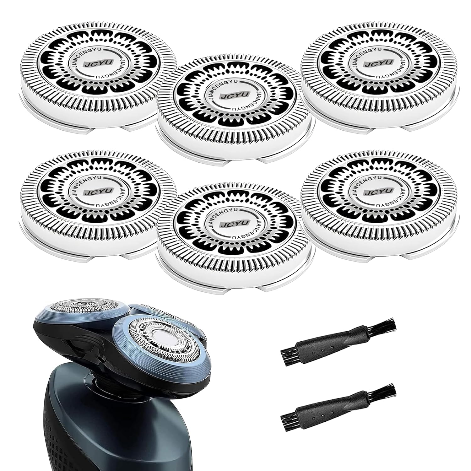 Tomorrow will be better front packaging showing six SH60 replacement heads and brushes, clear value