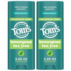 Tom's of Maine front packaging showing clear stick and bright lemongrass scent benefit