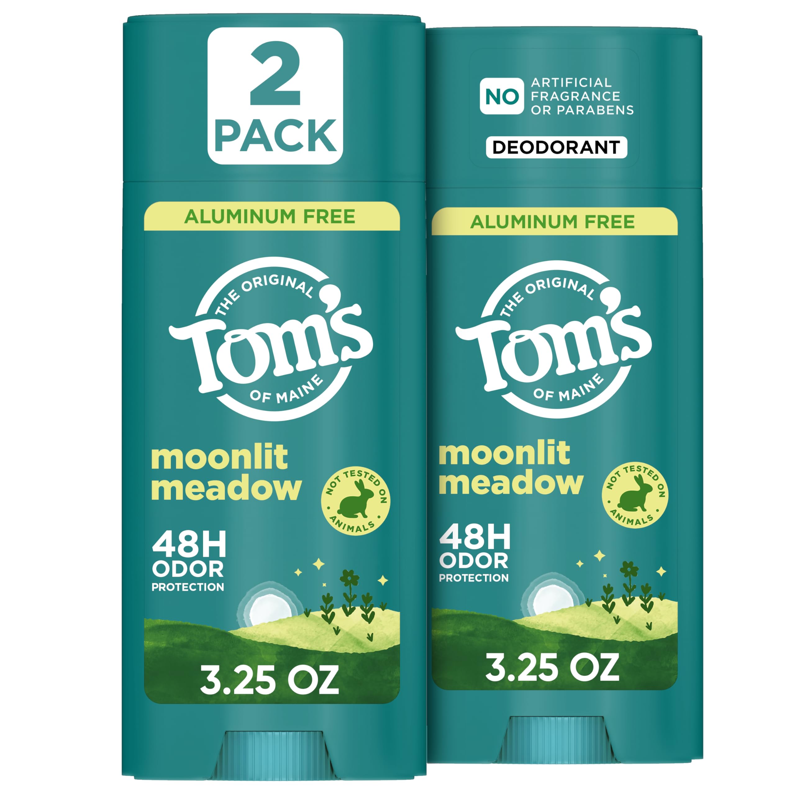 Tom's of Maine front packaging showing two 3.25 oz sticks for easy identification and value