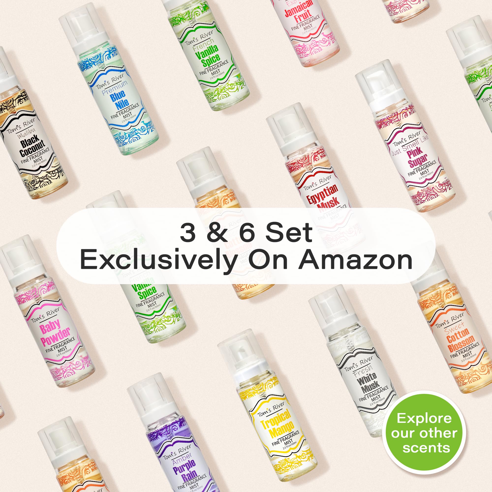 Tom's River bottles in purse beside travel essentials, on-the-go quick refresh