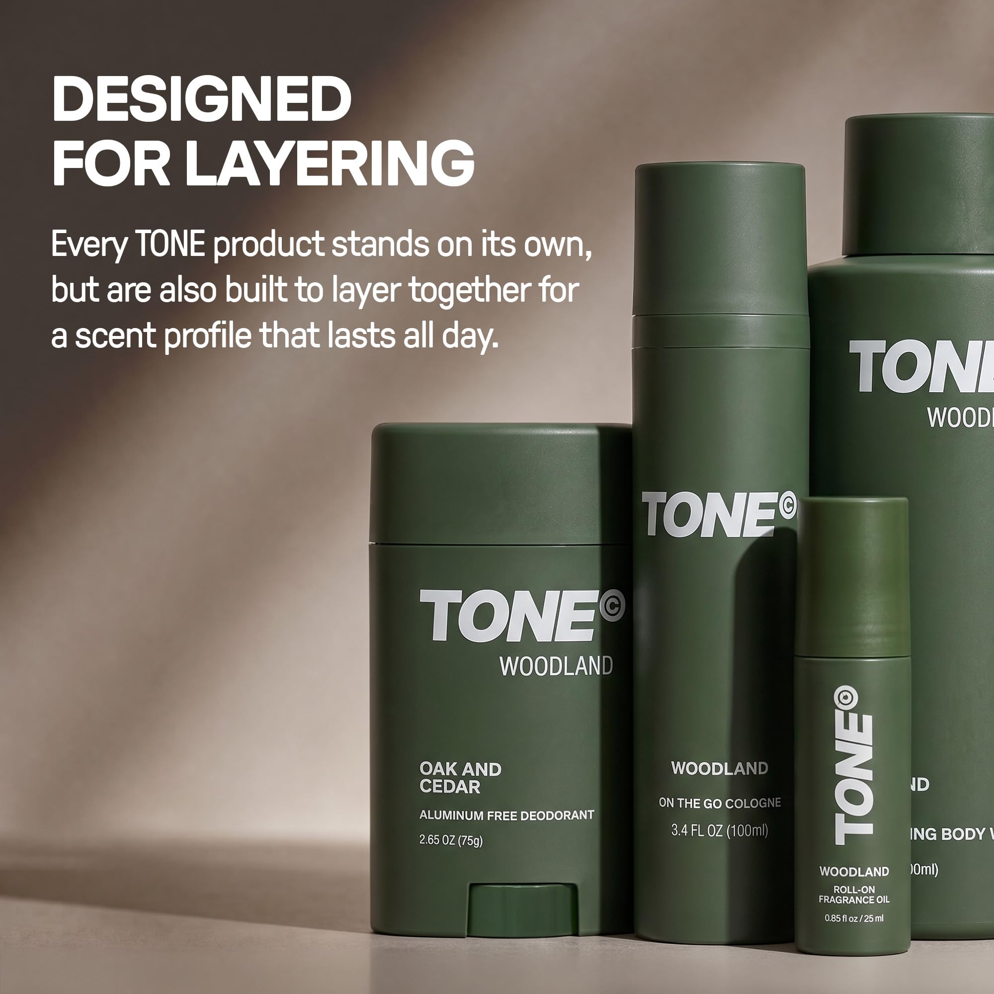 TONE application demo on underarm showing easy application and quick-dry benefit