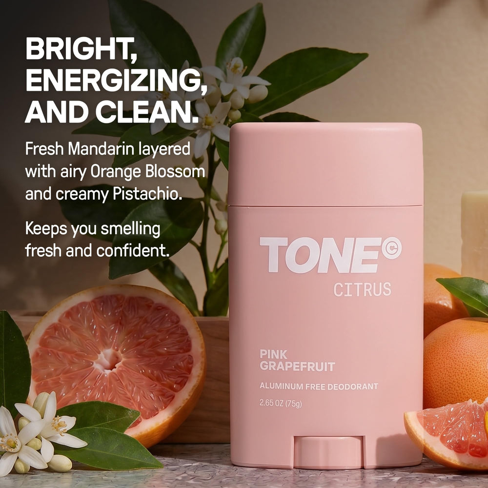 TONE Citrus stick label close-up, showing fresh citrus scent notes
