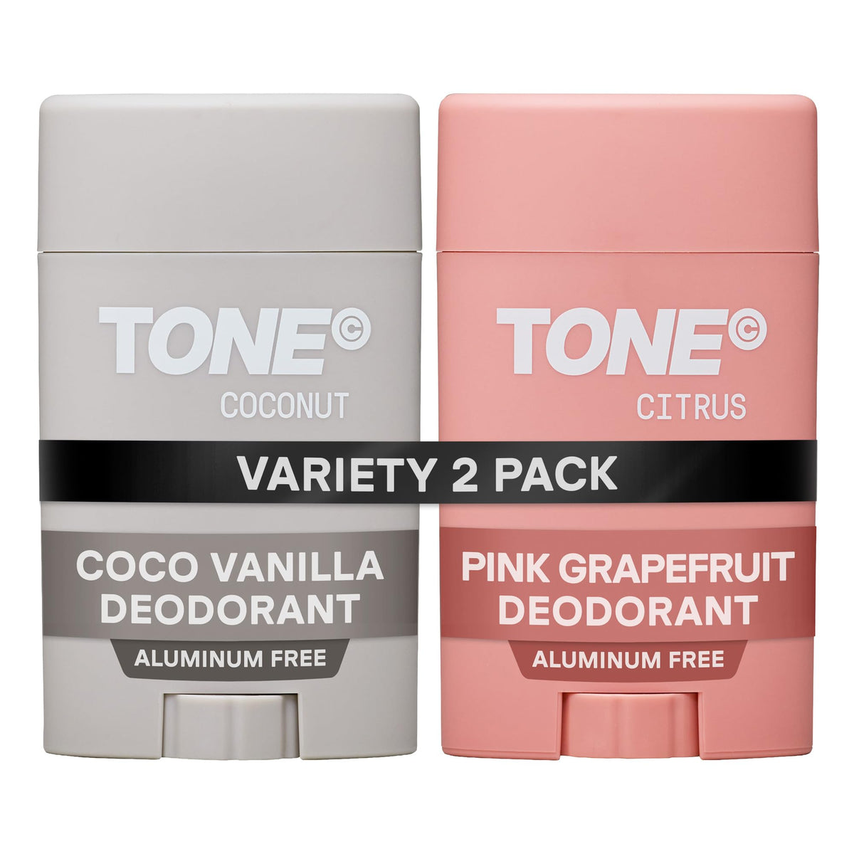 TONE front packaging showing Coconut and Citrus sticks, clear scent choices and benefits