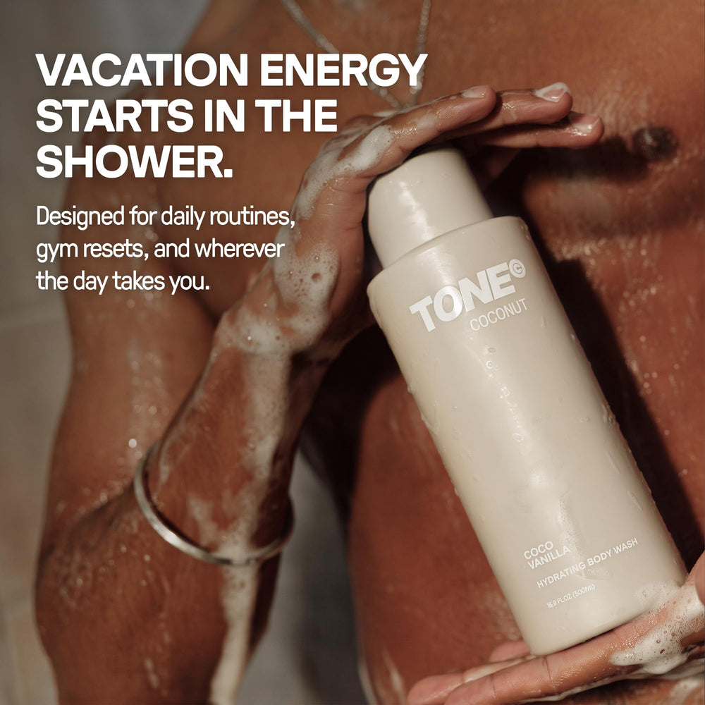 TONE foamy texture on hand highlighting moisturizing glycerin benefit