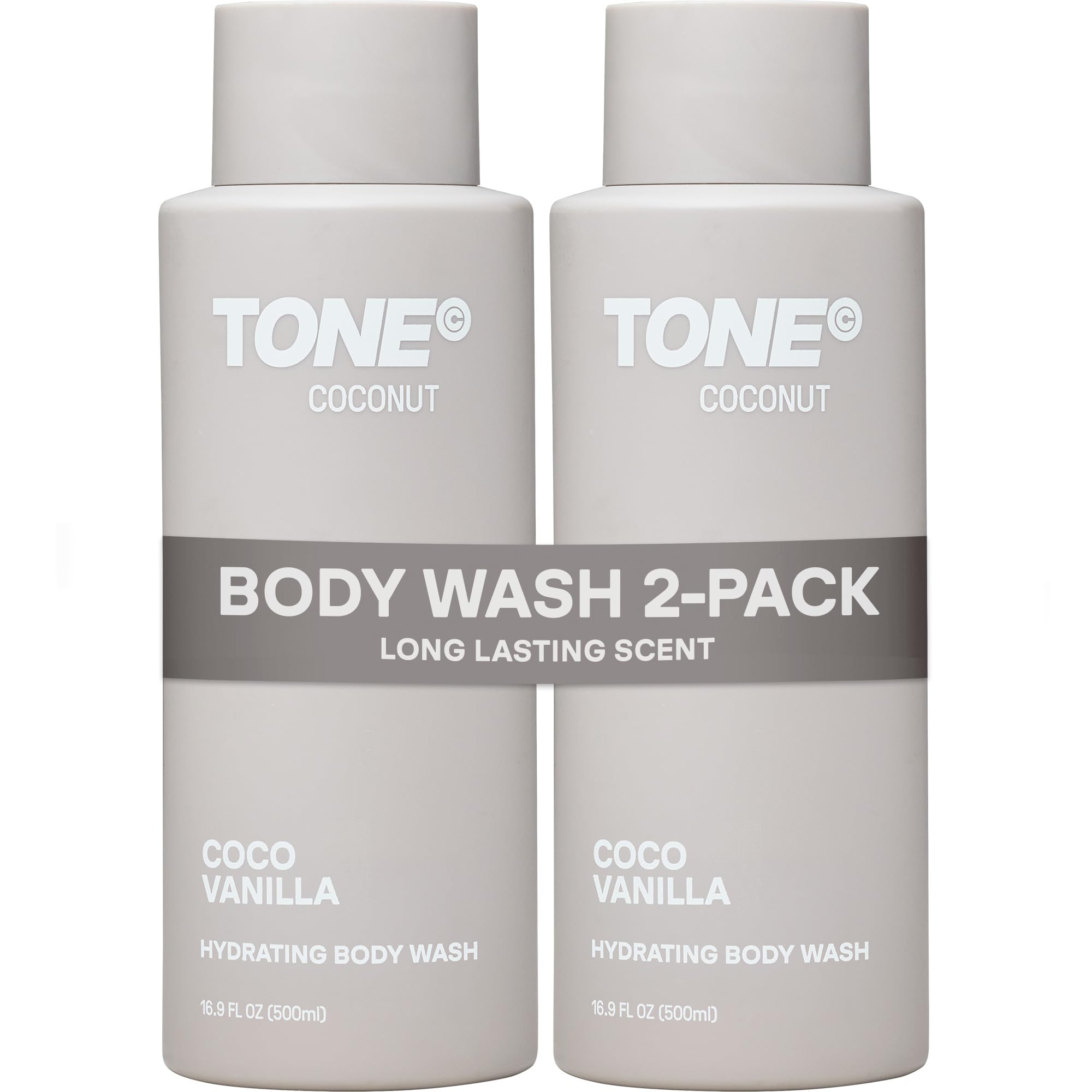 TONE front bottle showing coconut shower gel and clear labeling for confident scent