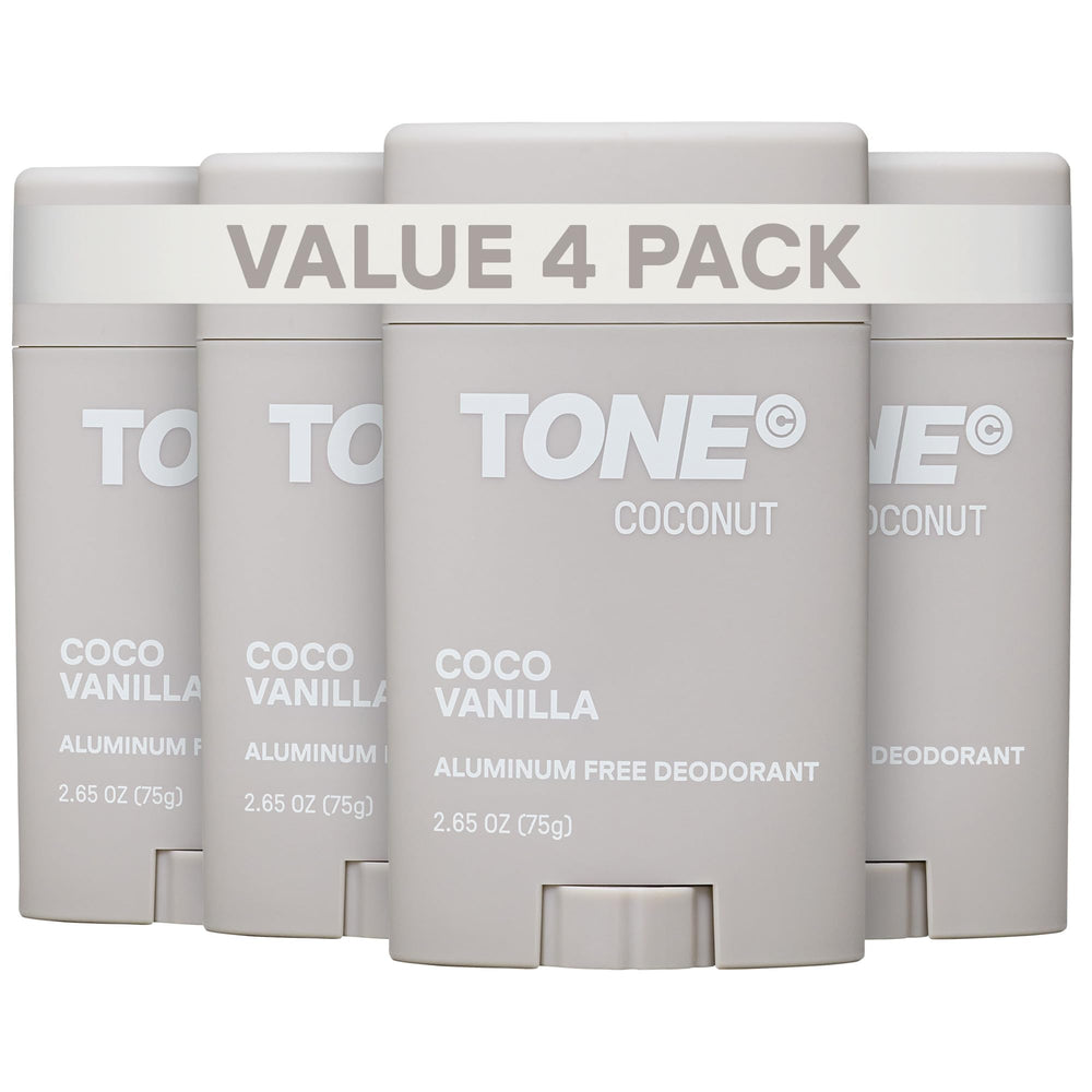 TONE front packaging showing Coconut Vanilla scent and benefits