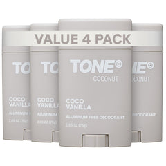 TONE front packaging showing Coconut Vanilla scent and benefits