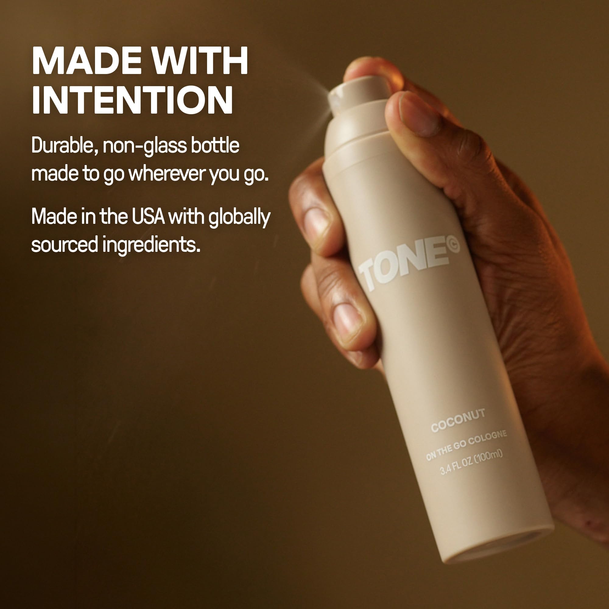 TONE Exclusive bottle inside gym bag showing durable, non-glass packaging