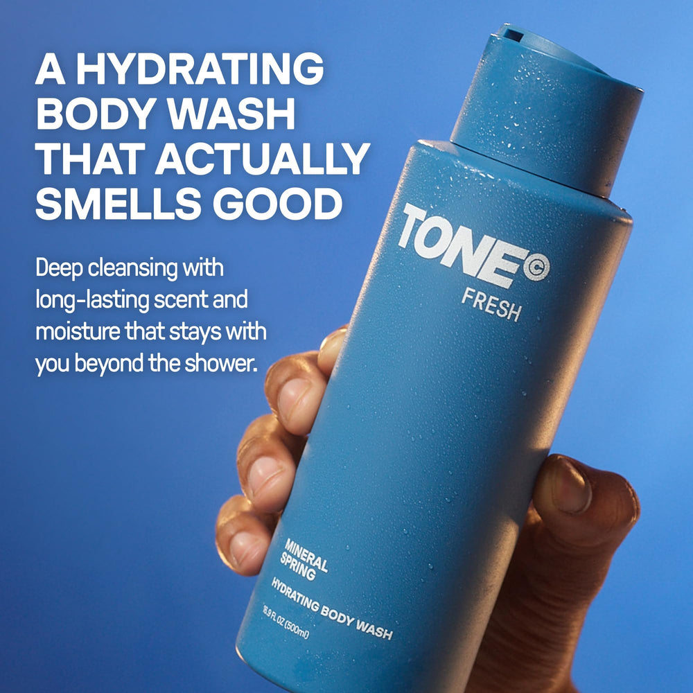 TONE Exclusive creamy lather texture on hand illustrating gentle hydration and rich foam