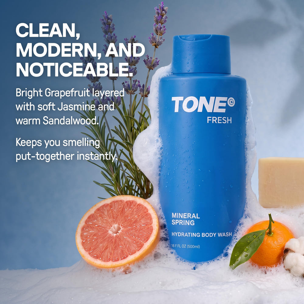 TONE Exclusive pump dispenser closeup highlighting easy one-hand use and controlled portioning