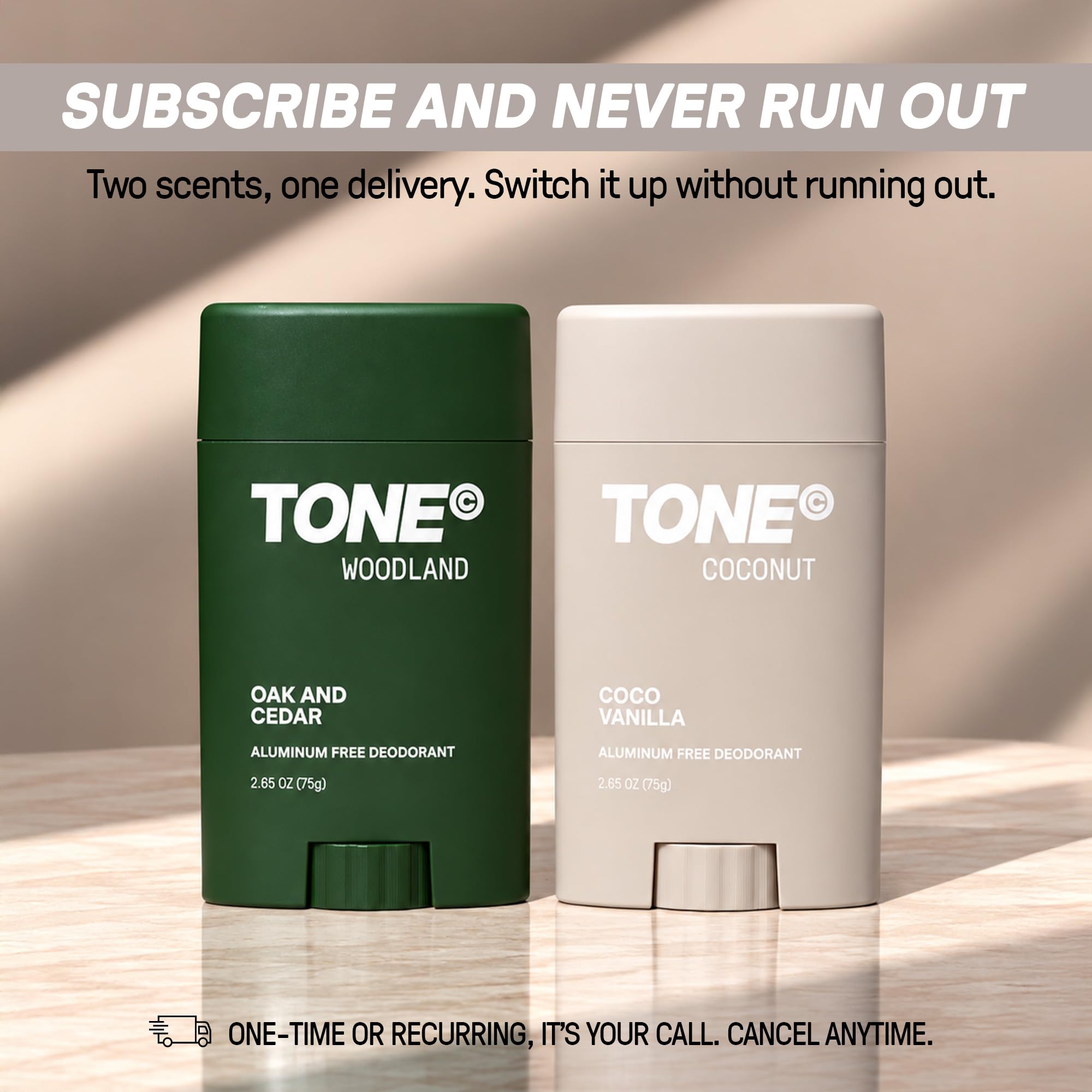 TONE shea butter and coconut oil ingredient display showing moisturizing skin benefits