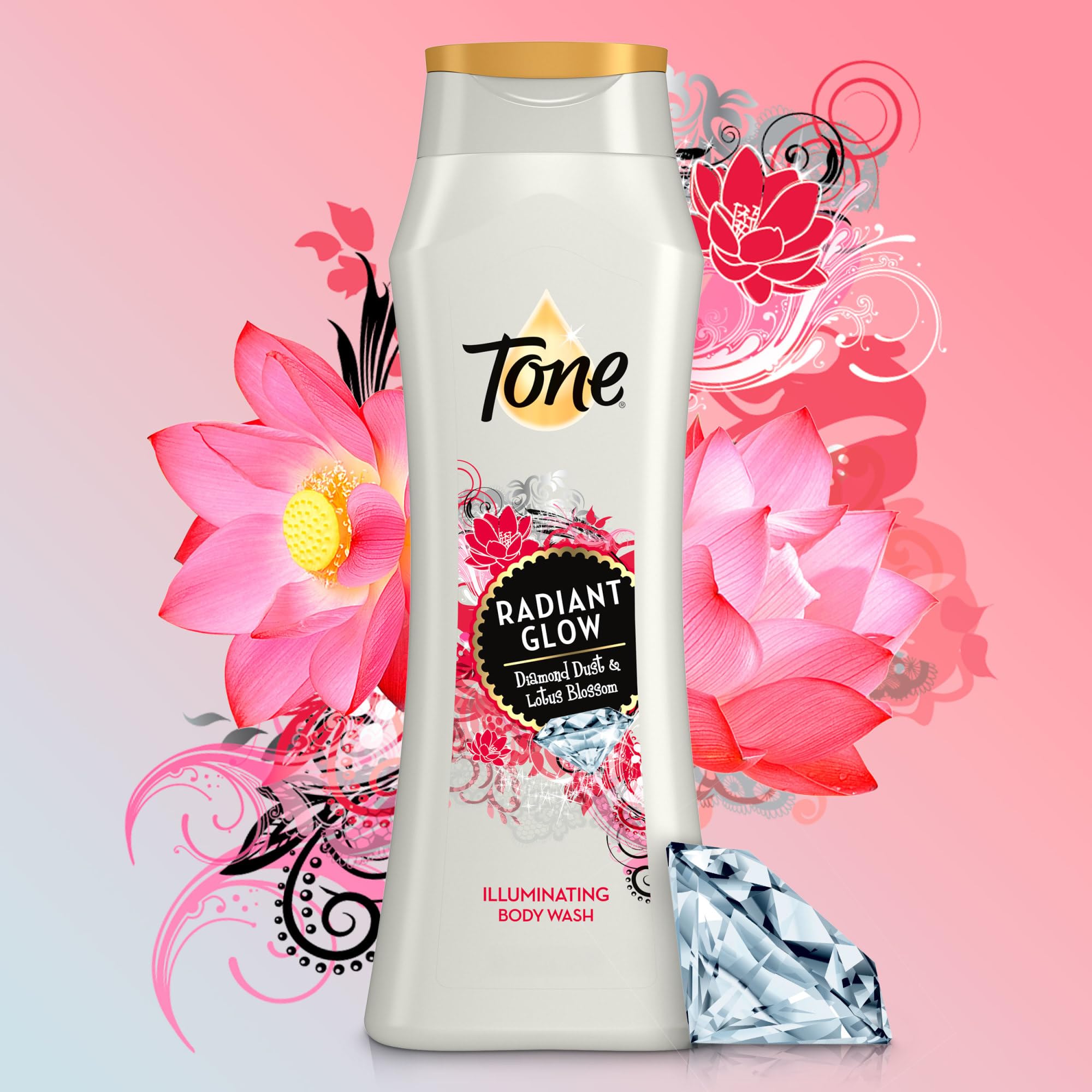 Tone creamy body wash texture on hand illustrating rich lather and moisturizing feel