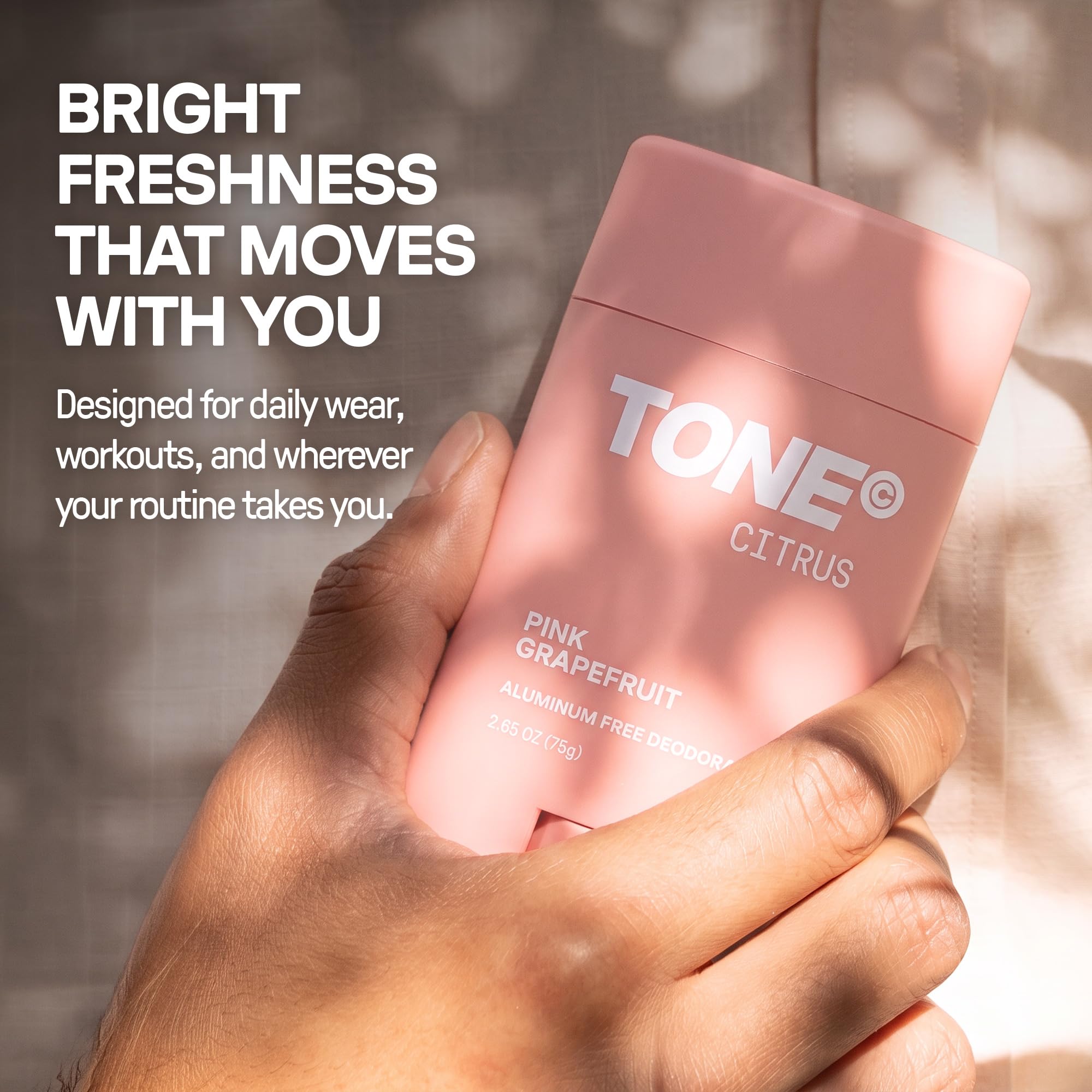TONE texture close-up swatch on skin, showing smooth application and hydration