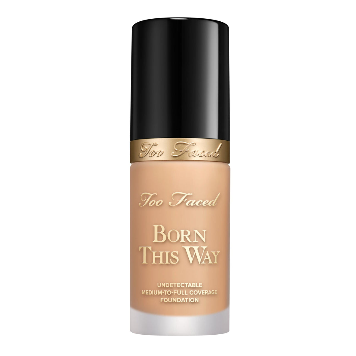 Too Faced front packaging showing bottle and logo, clear product identification benefit