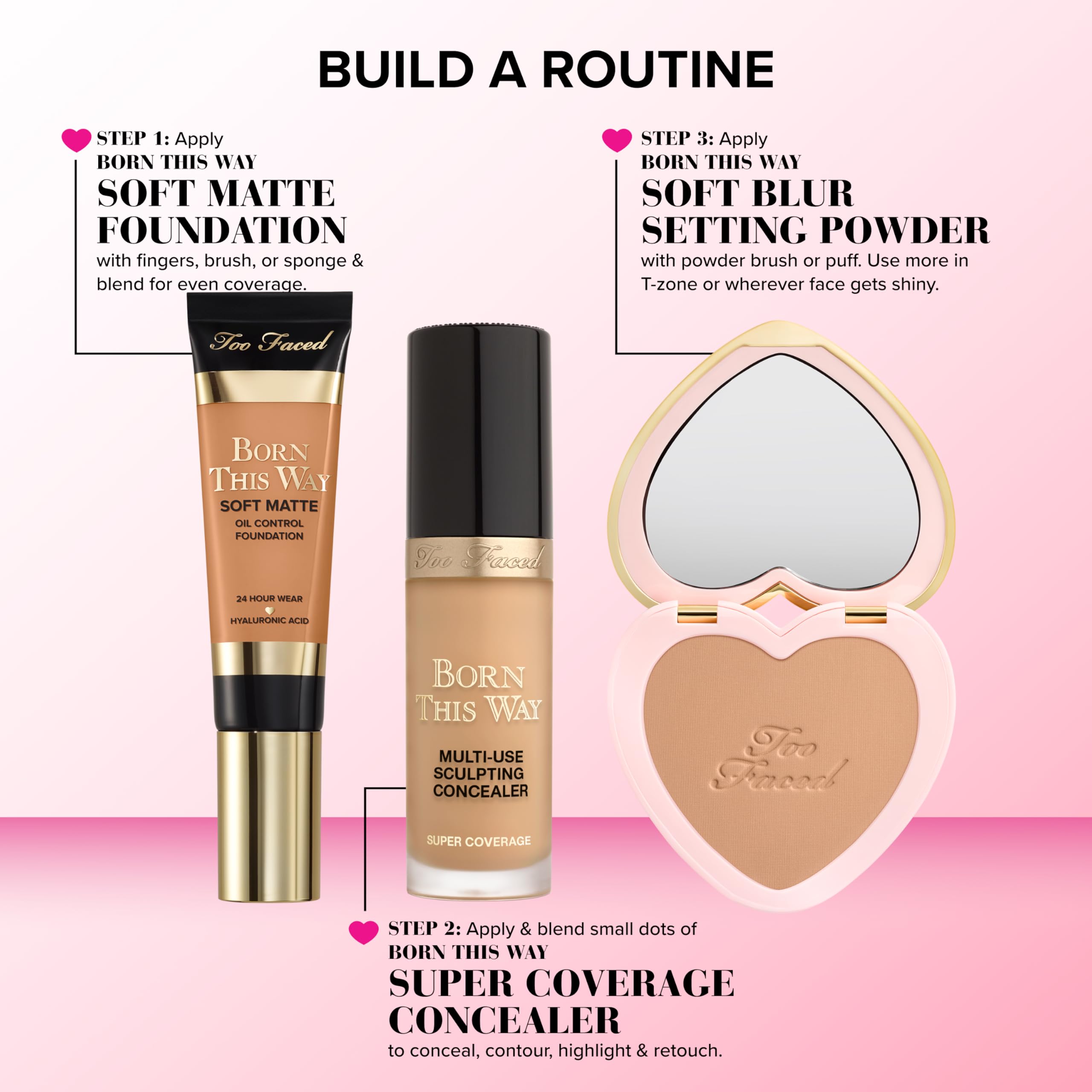 Too Faced label close-up highlighting shade Light and ingredient clarity benefit