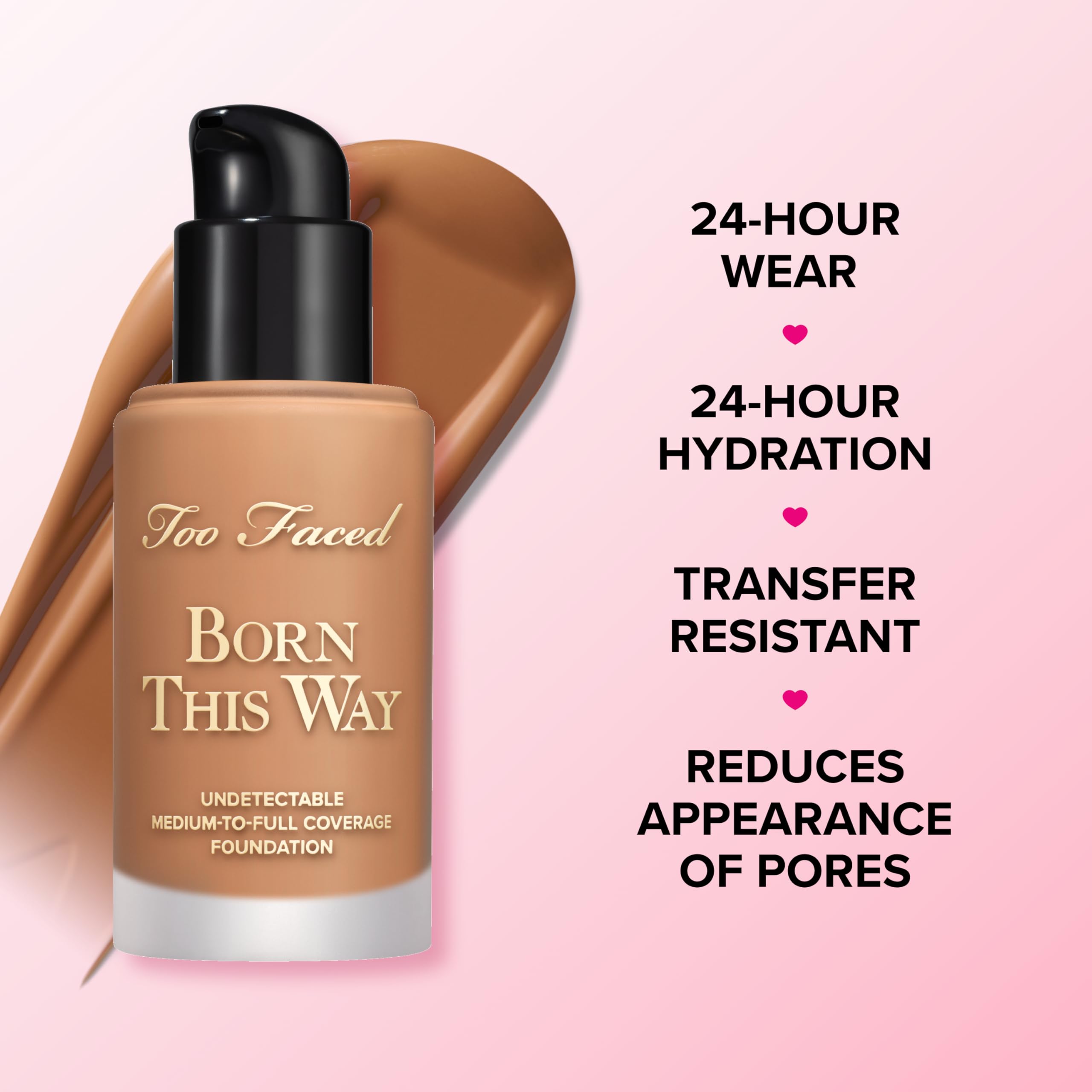 Too Faced texture close-up of liquid foundation showing smooth, blendable finish benefit