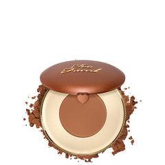 Too Faced compact front view showing bronzer and mirror for easy touch-ups