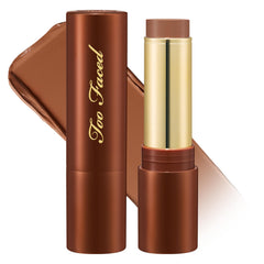 Too Faced Chocolate Soleil front stick packaging showing product benefit portability