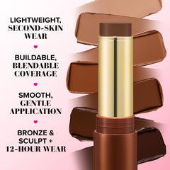 Too Faced Chocolate Soleil applying on cheek showcasing natural sculpting