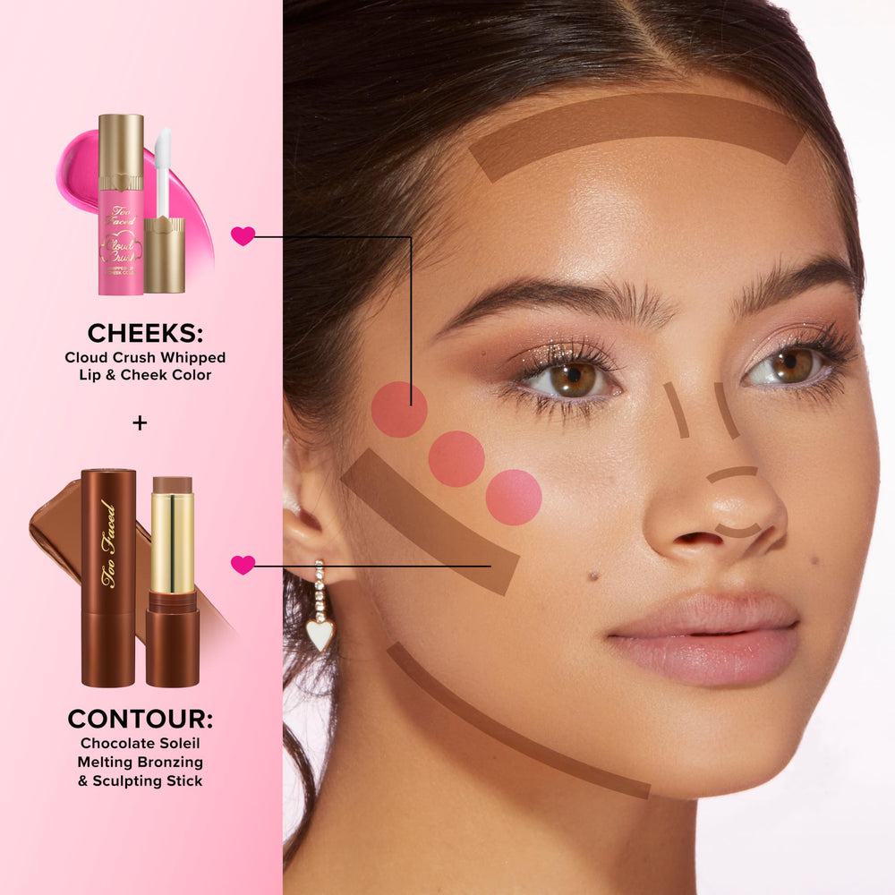 Too Faced Chocolate Soleil open cap and label showing ingredient-friendly formula