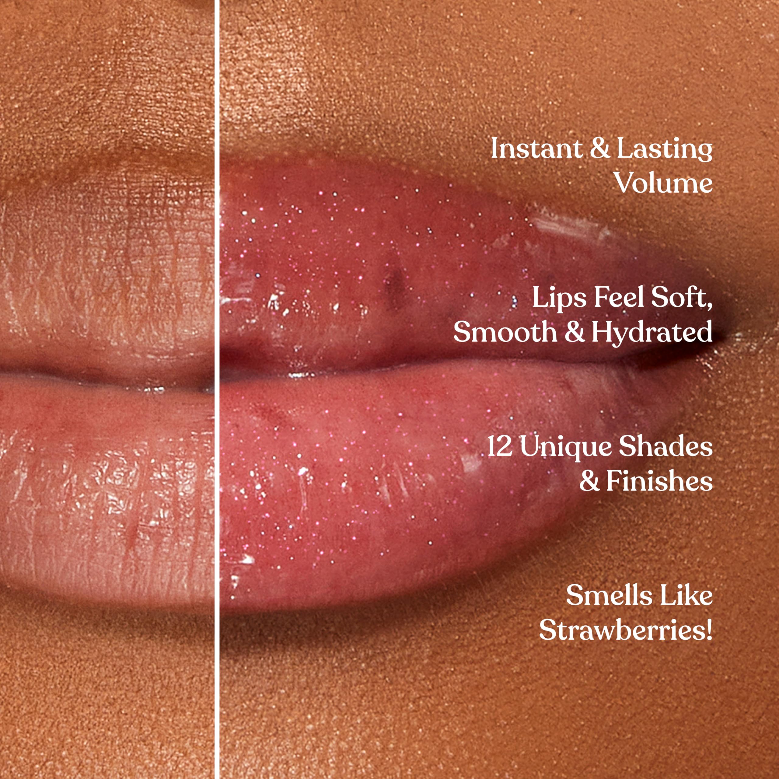 Too Faced close up of glossy texture illustrating non-sticky hydration