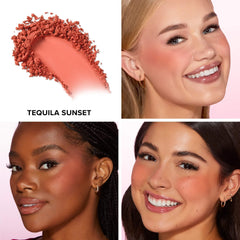 Too Faced open pan revealing Tequila Sunset shade for true color preview