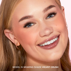 Too Faced swatch on skin demonstrating blendable pigment and buildable finish