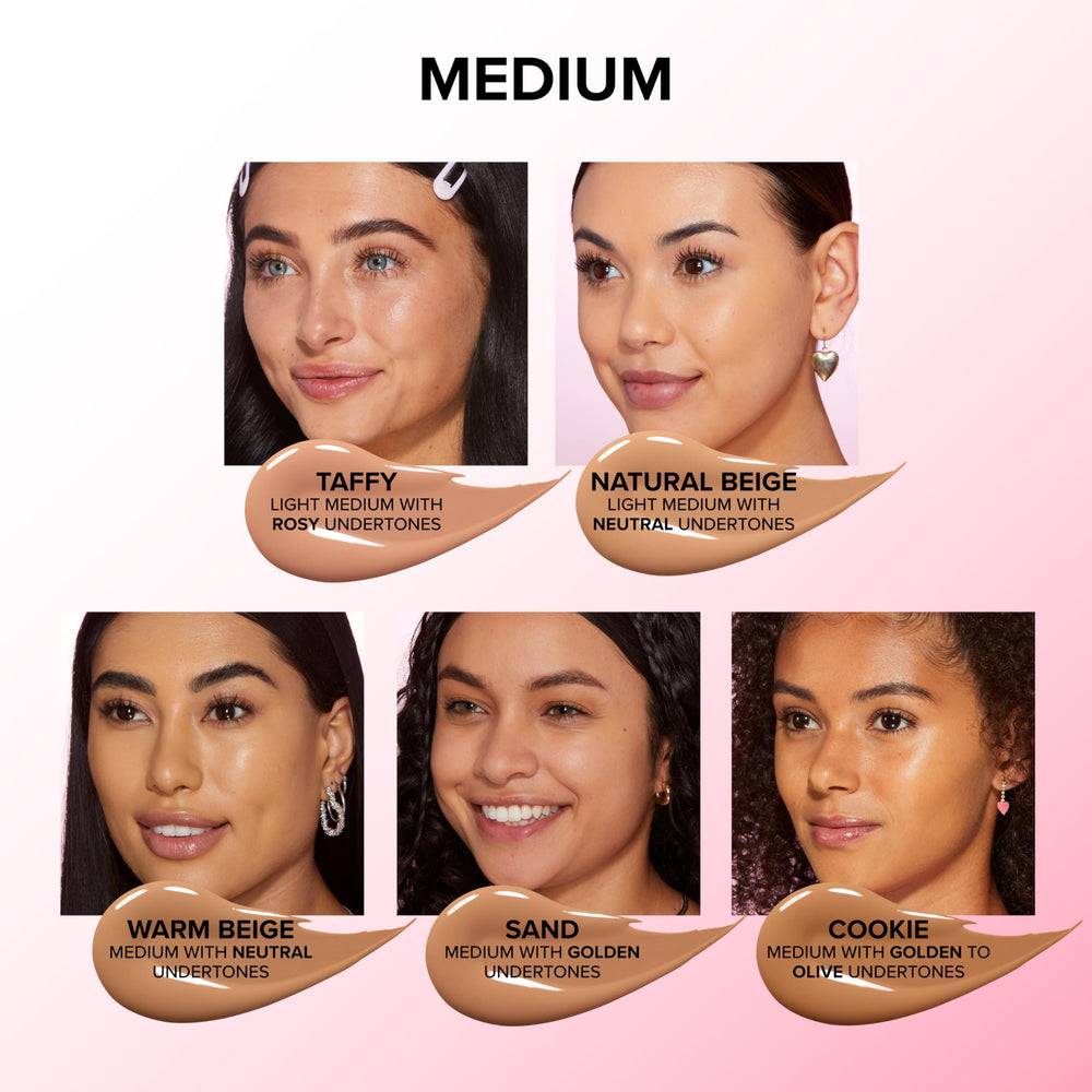 Too Faced concealer applied with sponge showing smooth blending and natural finish