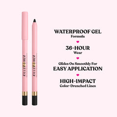 Too Faced texture stroke of Espresso showing smooth glide and opaque payoff