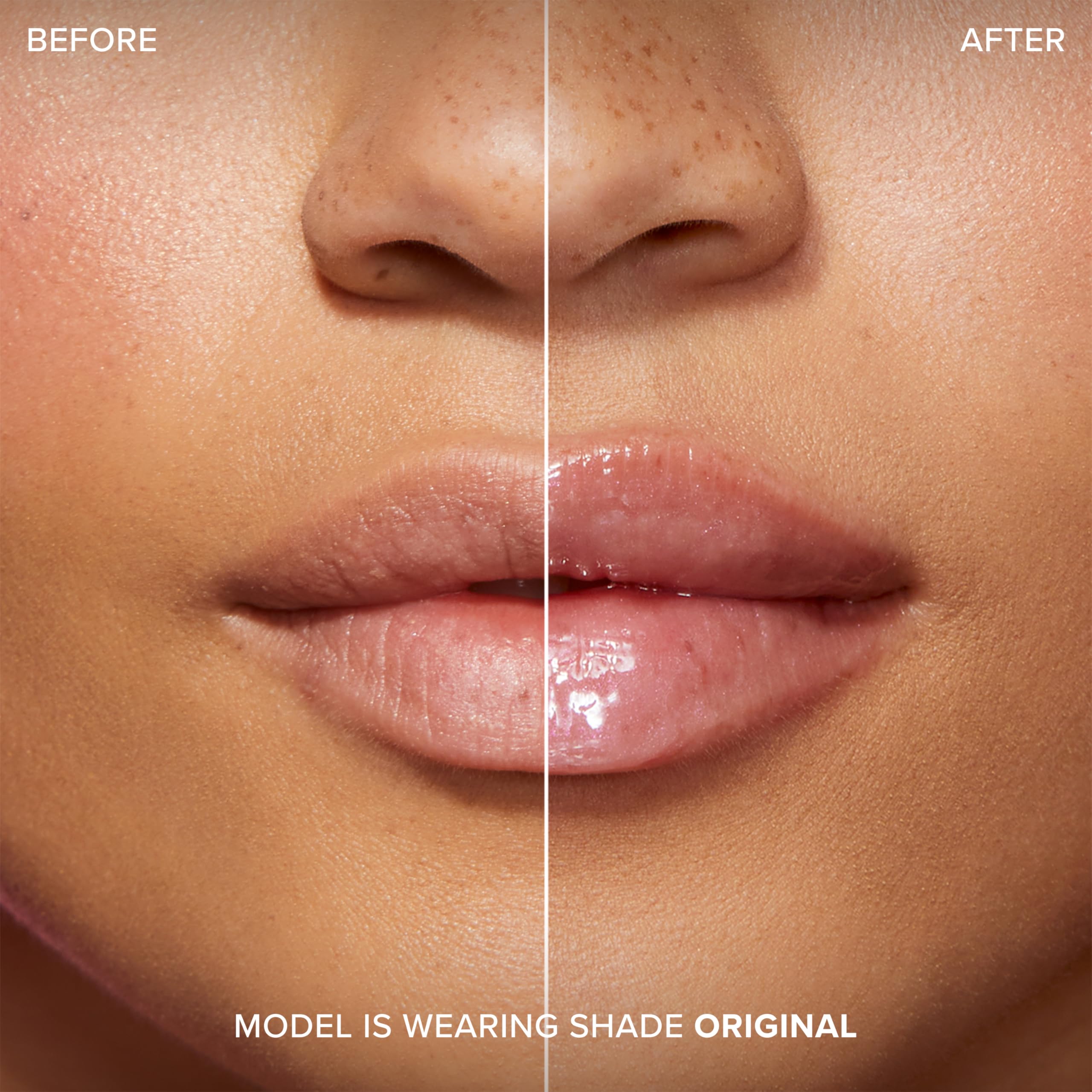Too Faced gloss applied in hand demonstrating non-sticky glide benefit