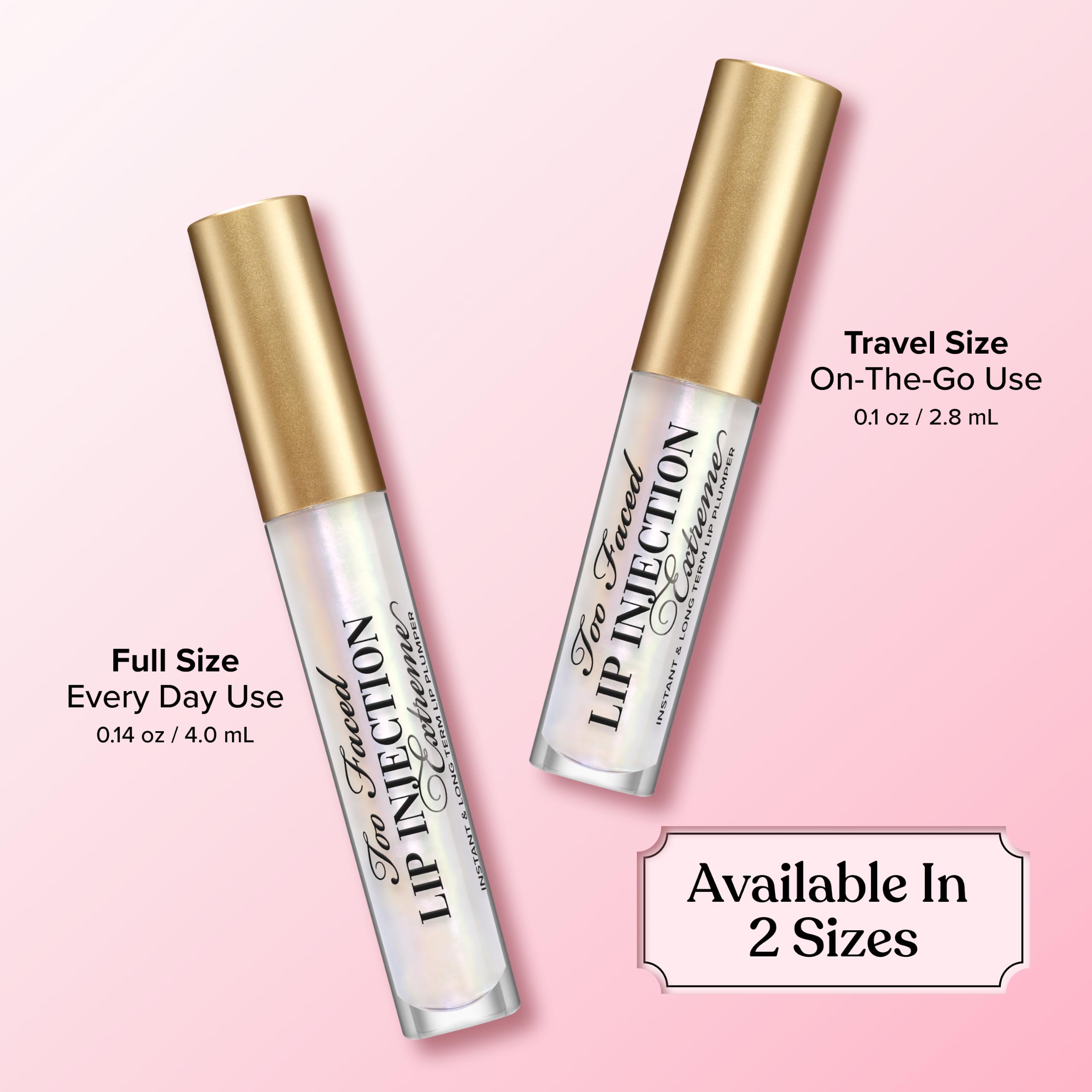 Too Faced lips before and after demonstrating visible fuller appearance