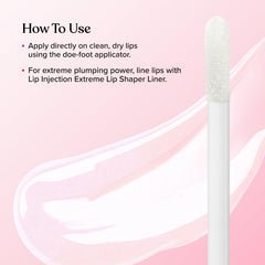 Too Faced close-up glossy texture of Lip Injection Yummy Bear showing shine and non-sticky finish