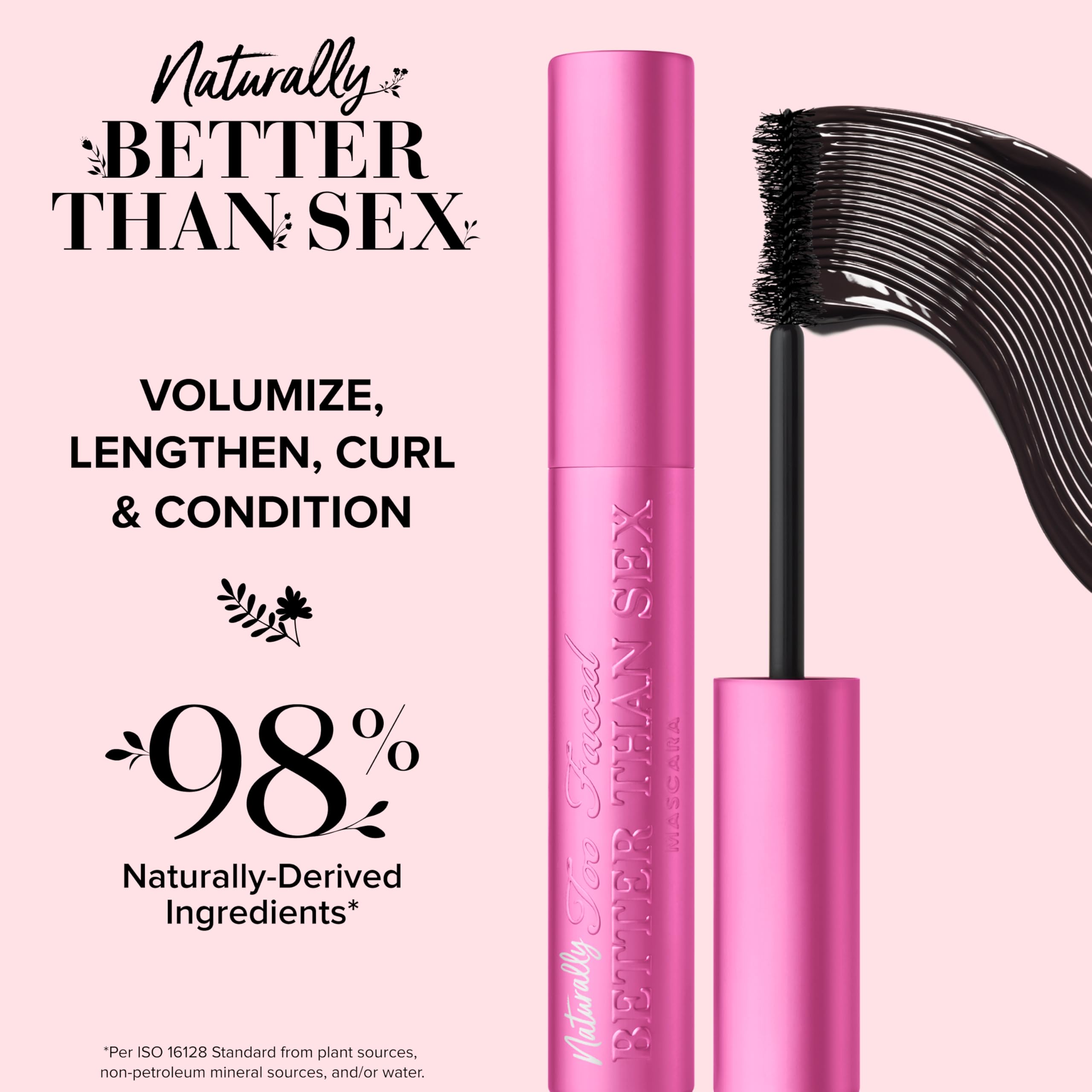 Too Faced mascara applied on lashes showing dramatic volume and length