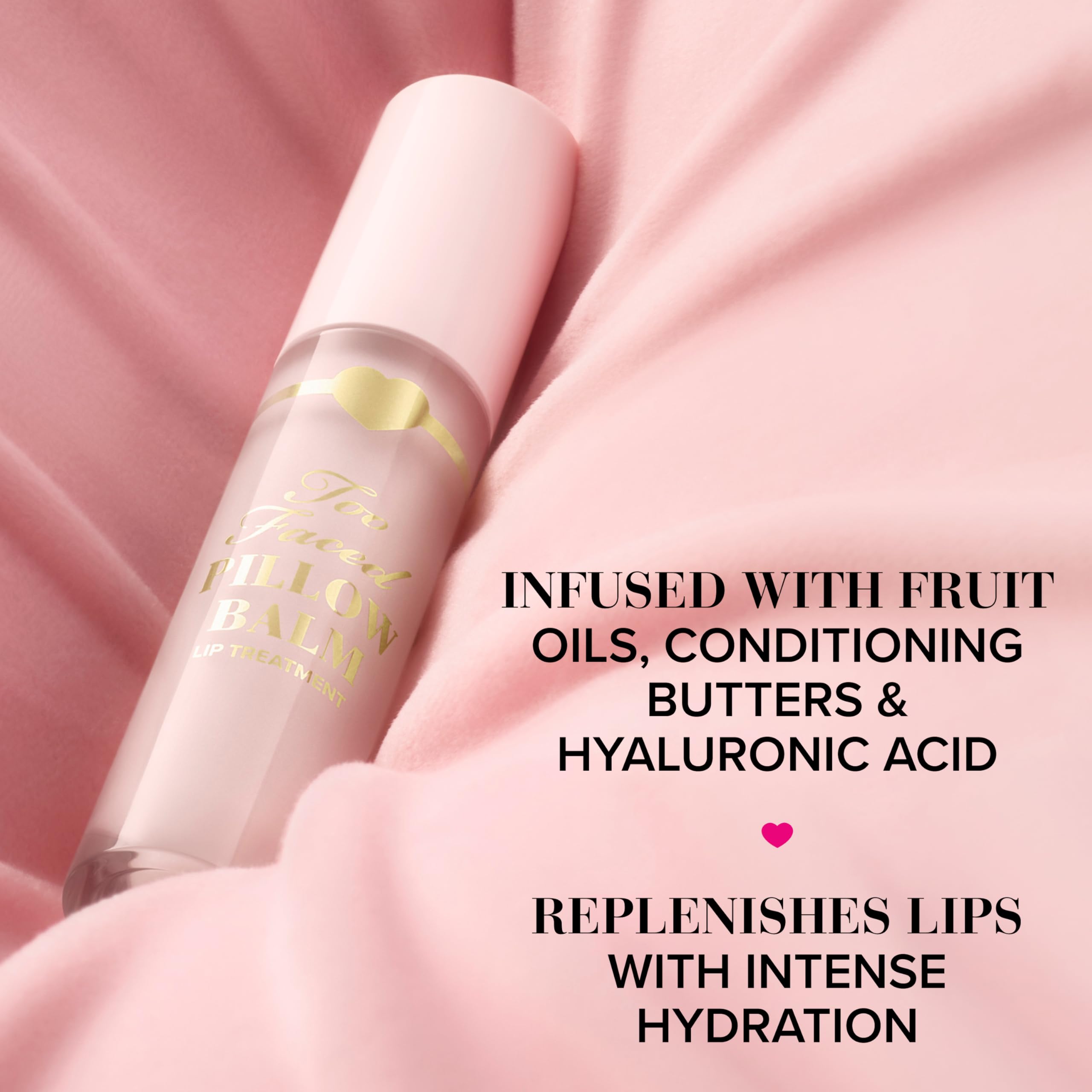 Too Faced flatlay with fruit oils and butters illustrating nourishing ingredients