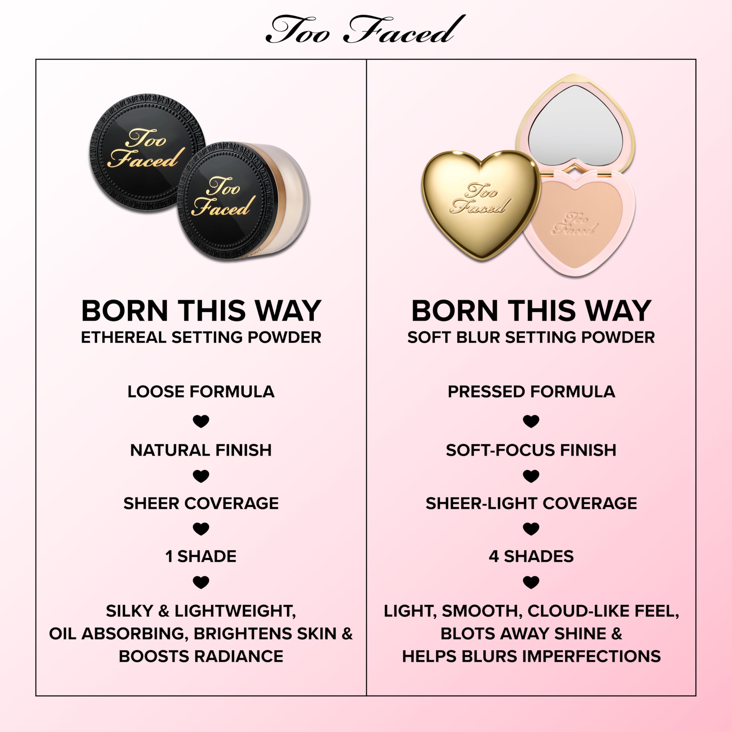 Too Faced compact inside a makeup bag for on-the-go shine control