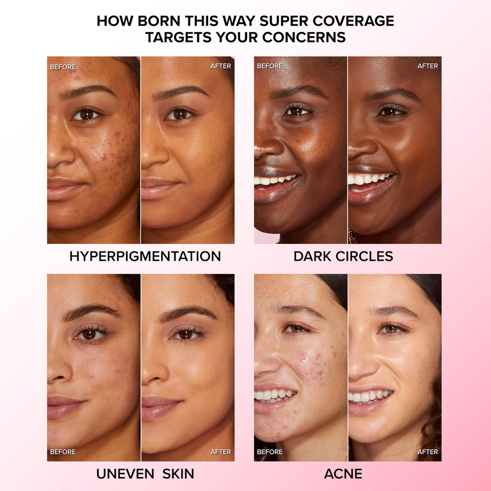 Too Faced texture swatches on arm showing coverage and hydrating finish benefits