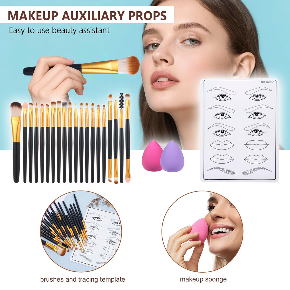 TooAemiS brushes, sponges and eyeliner stamp demonstrating easy application tools