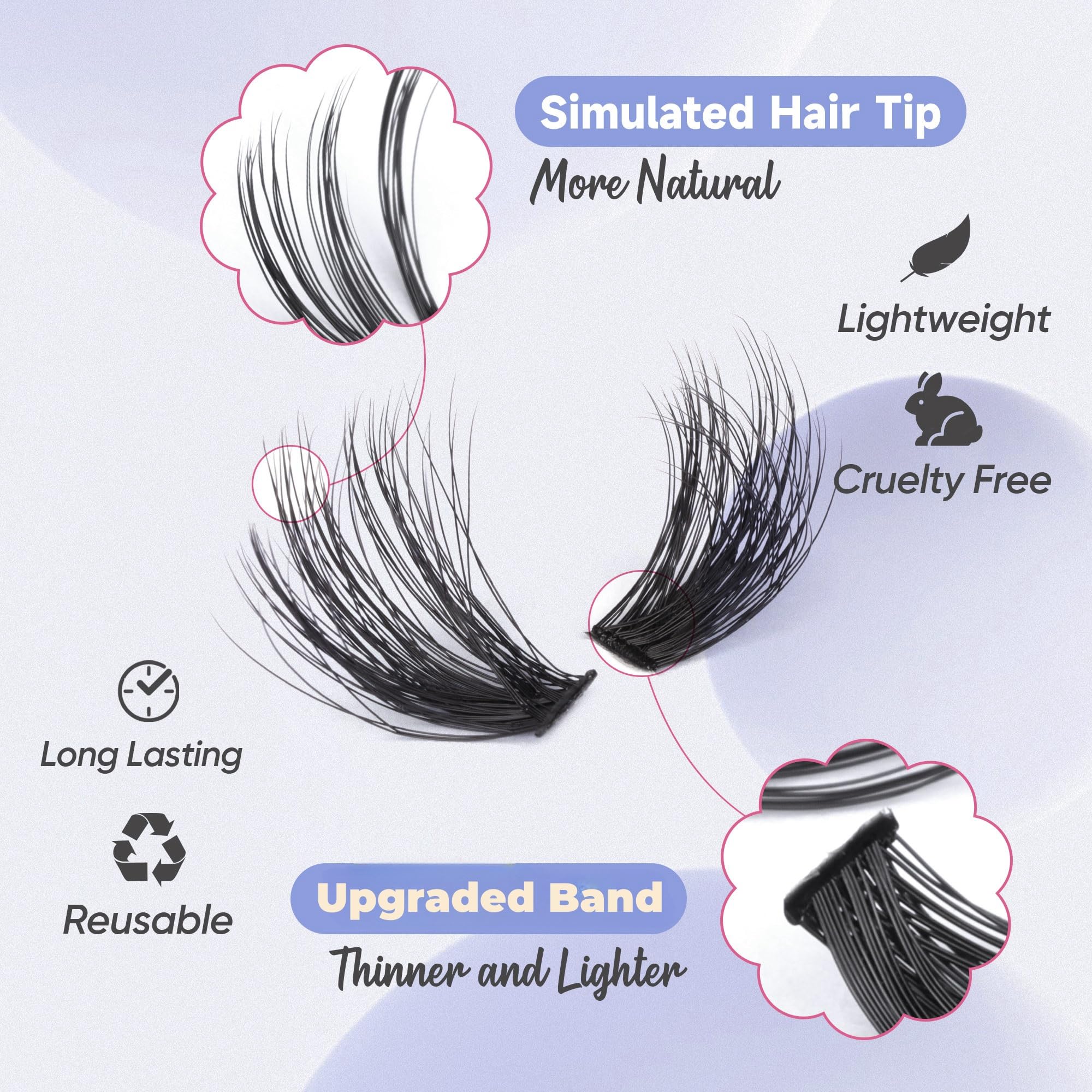 TOOCHUNAG cluster lashes being applied to lash line showing quick DIY styling benefit
