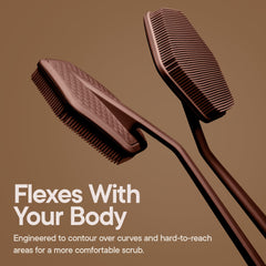 TOOLETRIES in-shower use with person reaching back to cleanse hard-to-reach areas