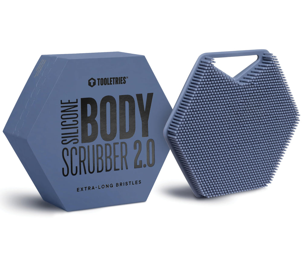 TOOLETRIES front view showing Glacier color and compact design, easy hygienic upgrade