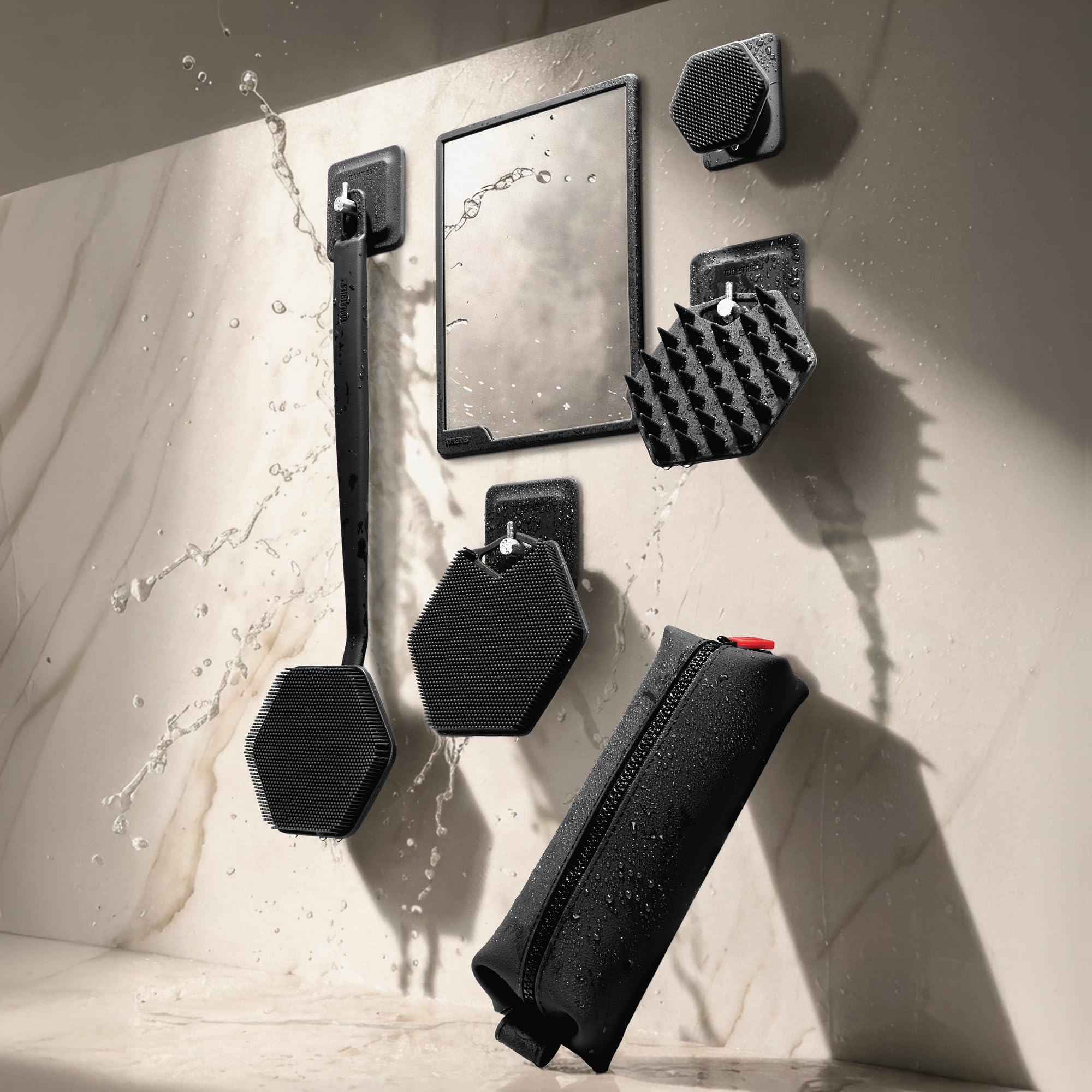 TOOLETRIES close-up of mirror surface highlighting fog-resistant clarity for easier shaving