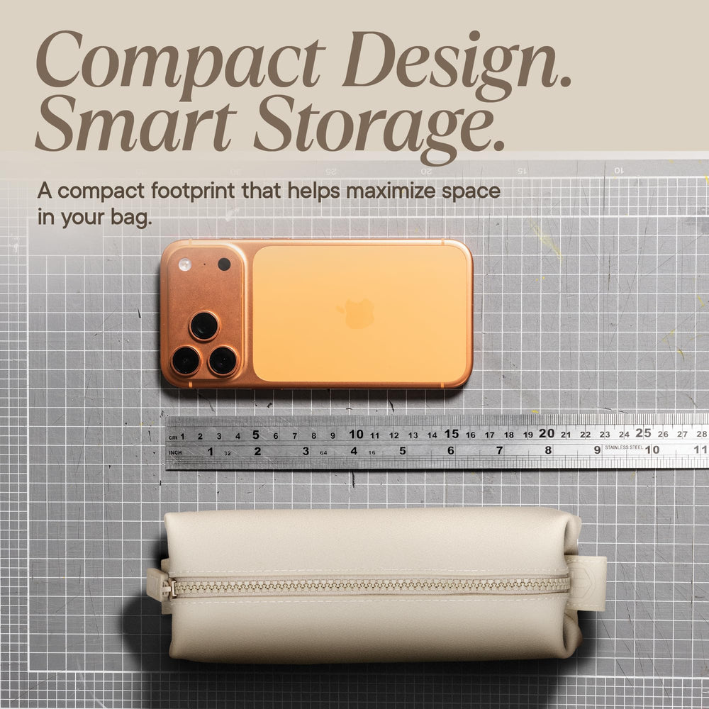 TOOLETRIES Koby Mini tucked inside a backpack pocket benefit: saves space during commutes