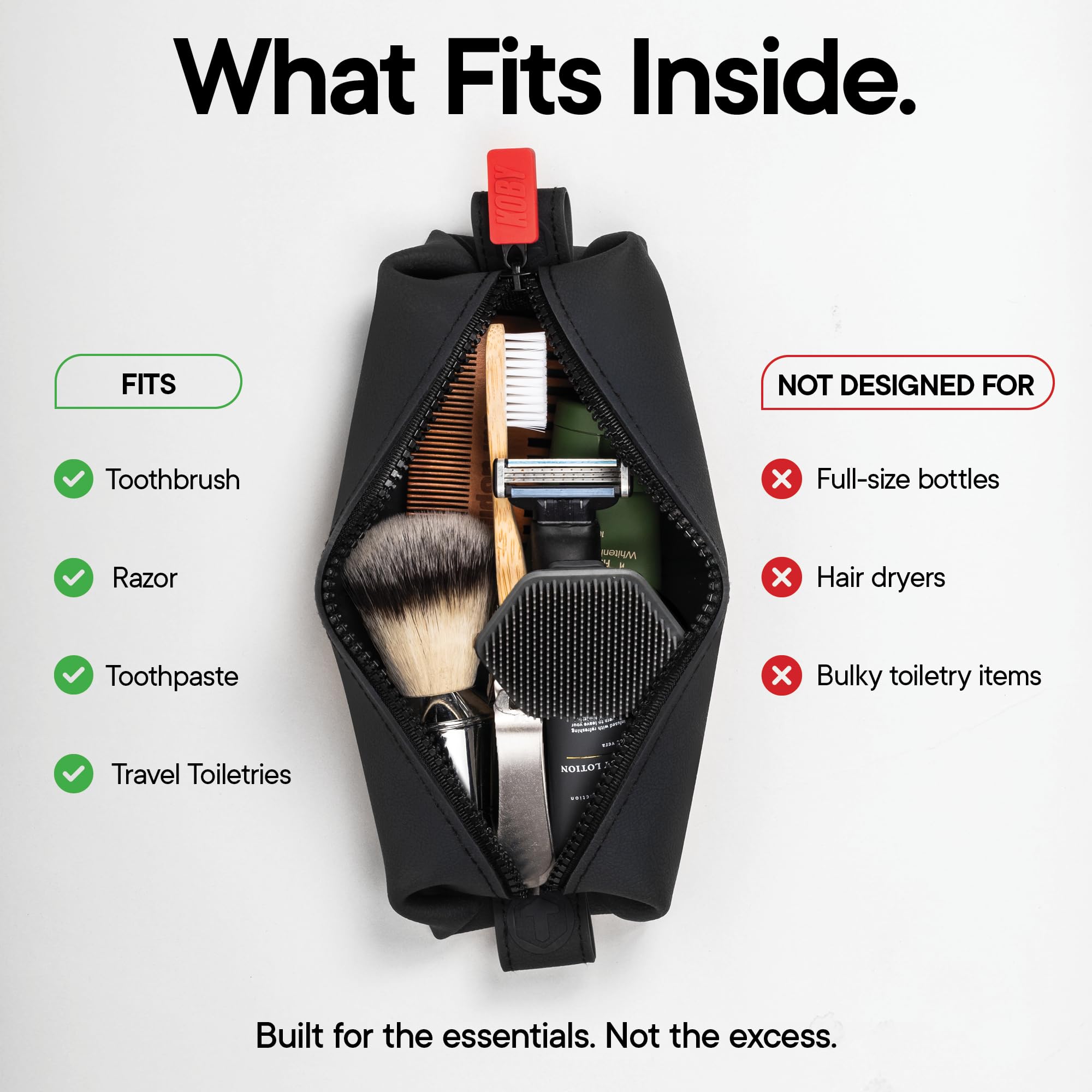 TOOLETRIES Koby Mini open interior showing single compartment for essentials