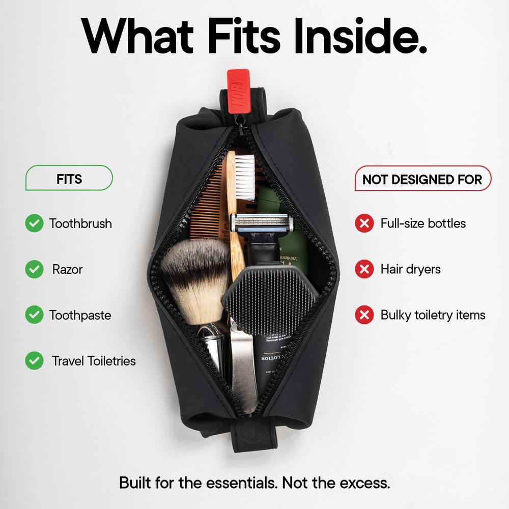 TOOLETRIES Koby Mini open interior showing single compartment for essentials