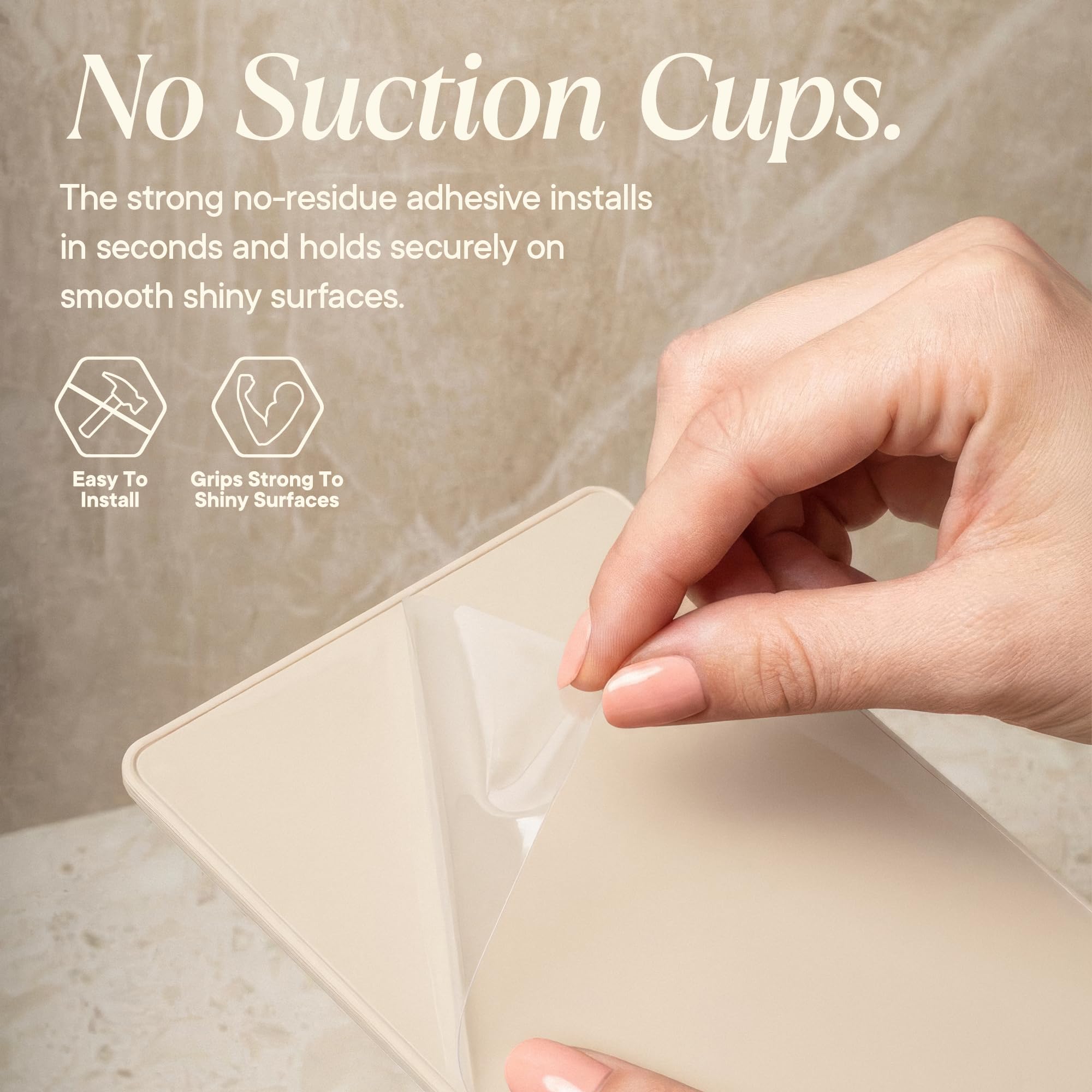 TOOLETRIES Oliver mounted in shower illustrating hands-free grooming benefit